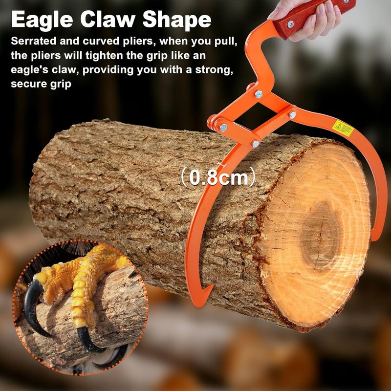 Meyoppm 13 Inch Orange Log Tongs, Claw Skidding Tong Logging Skidding Tongs with Non Slip Grip, Log Lifting Tools for Handling, Dragging & Carrying Tool - Image 3